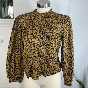 Doen Black and Gold Floral Blouse
